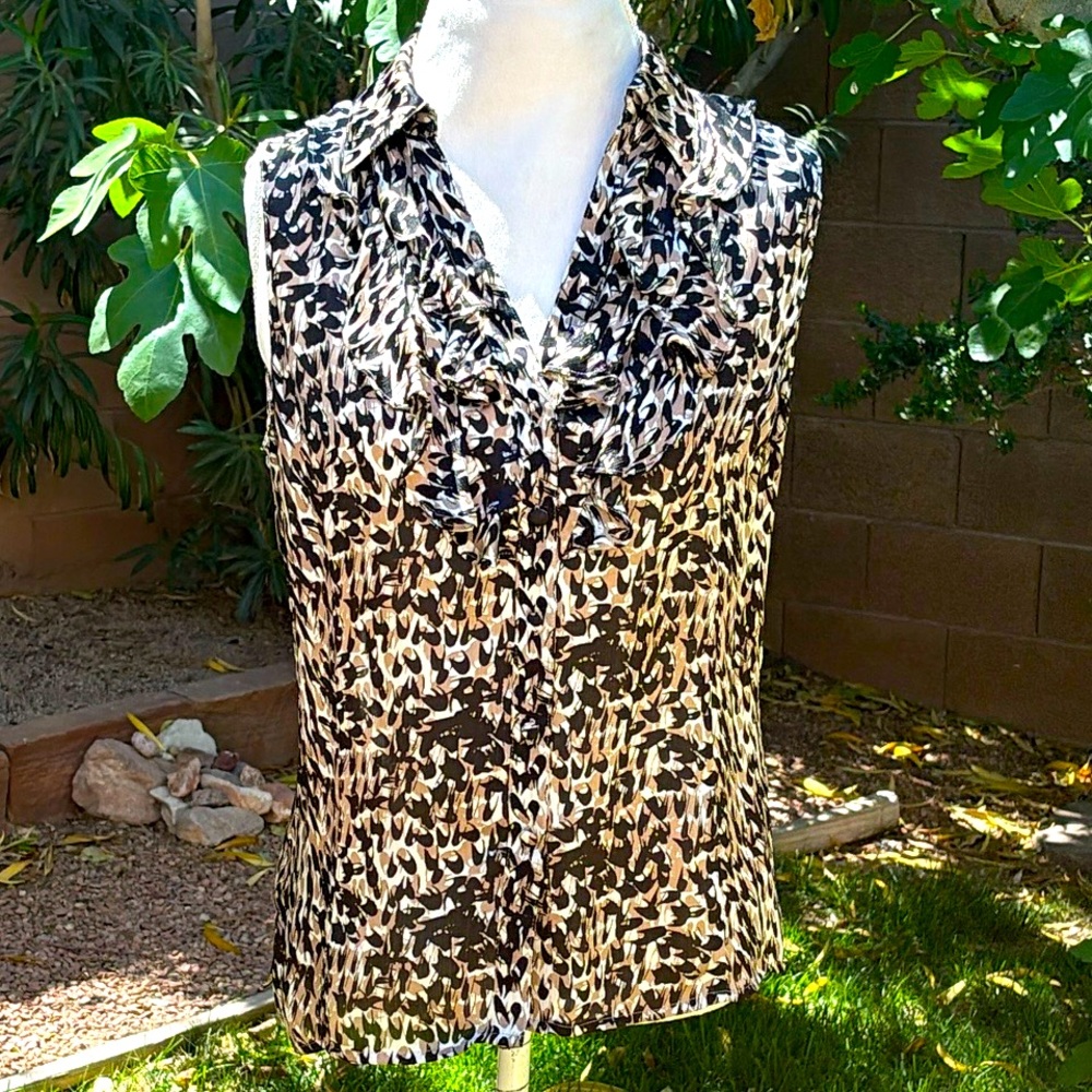 Tahari Sleeveless Animal Print Blouse Size S